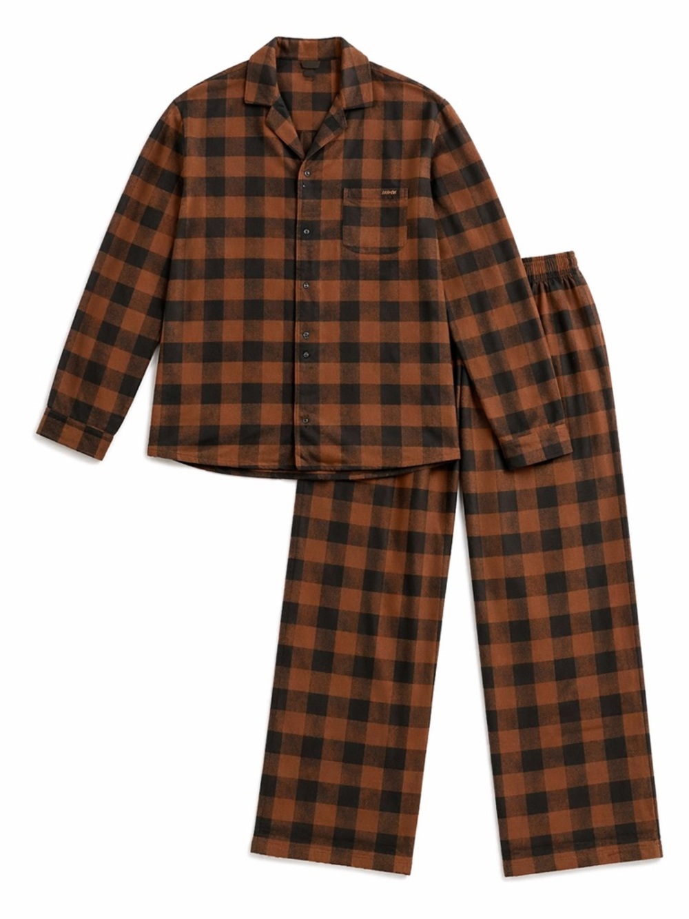 SKIMS Men’s Cotton Flannel Pajama Set Brown Black Buffalo Plaid L